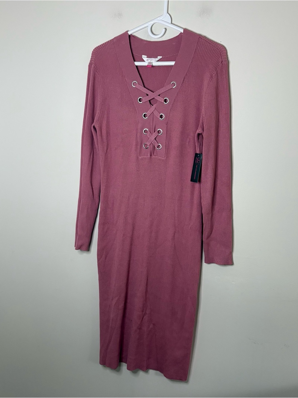 No Boundaries XL 15/17 NWT Pink Sweater Dress Stretchy Pretty Long Coquette Fall